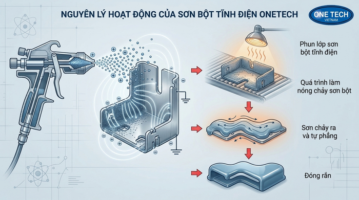 Nguyên lý hoạt động của sơn tĩnh điện trên bề mặt kim loại