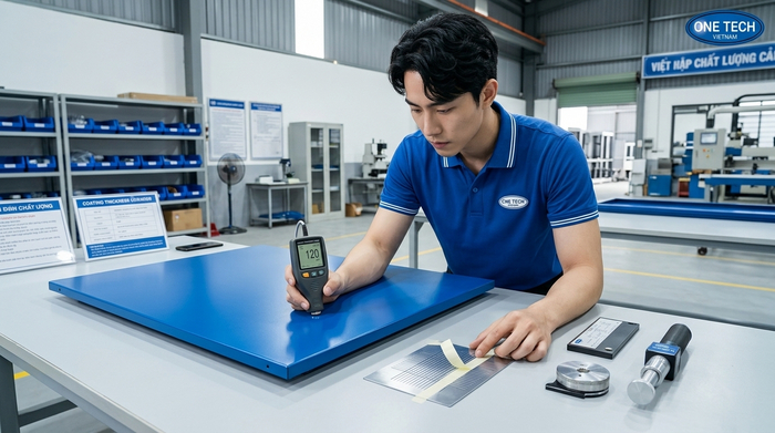 Tiêu chuẩn kiểm tra sơn tĩnh điện tại Hà Nội Kiểm tra chất lượng sơn tĩnh điện theo độ dày và độ bám dính