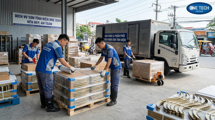 Đóng gói và vận chuyển sản phẩm sơn tĩnh điện tại Hà Nội