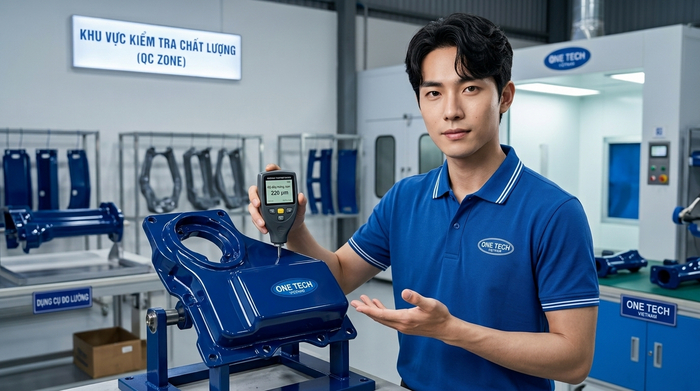 Kiểm tra độ dày độ bám và bề mặt lớp sơn tĩnh điện sau khi hoàn thiện