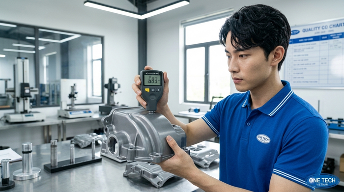 Kiểm tra độ dày lớp sơn tĩnh điện bằng thiết bị đo chuyên dụng