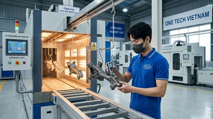 Lò sấy đóng rắn lớp phủ trong quy trình sơn tĩnh điện