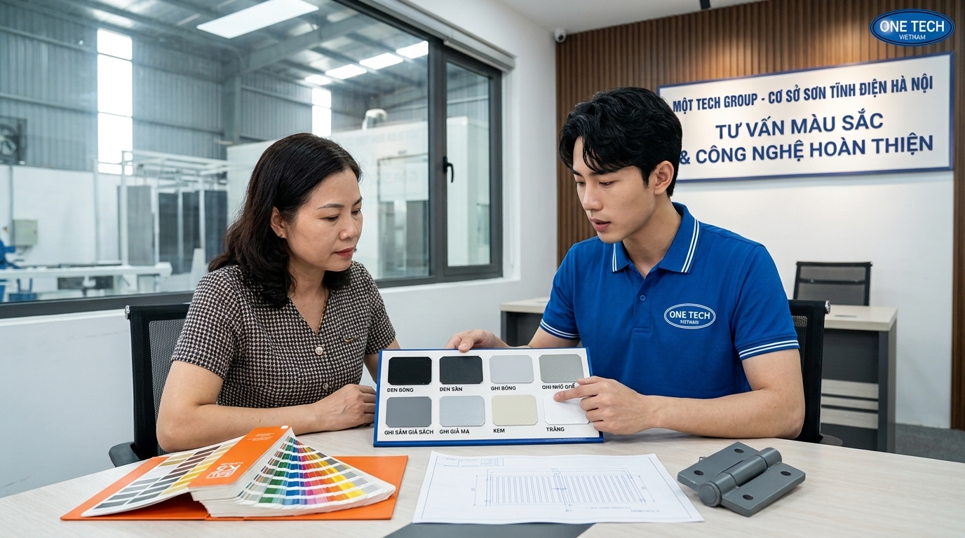 Quy trình tư vấn màu sơn tĩnh điện Hà Nội Quy trình tư vấn màu sơn tĩnh điện tại Sơn Tĩnh Điện Hà Nội thuộc OneTech Group