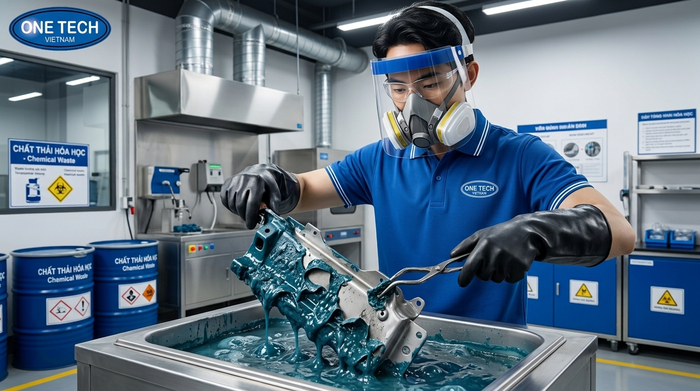 Tẩy sơn tĩnh điện bằng hóa chất cần bảo hộ và xử lý chất thải đúng cách