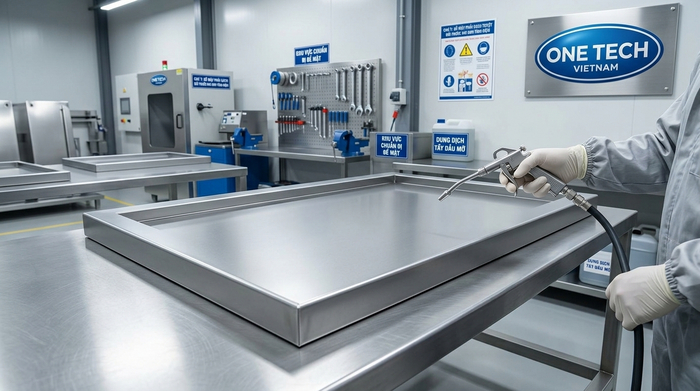 Bề mặt chuẩn bị cho sơn tĩnh điện cần sạch dầu gỉ và bụi