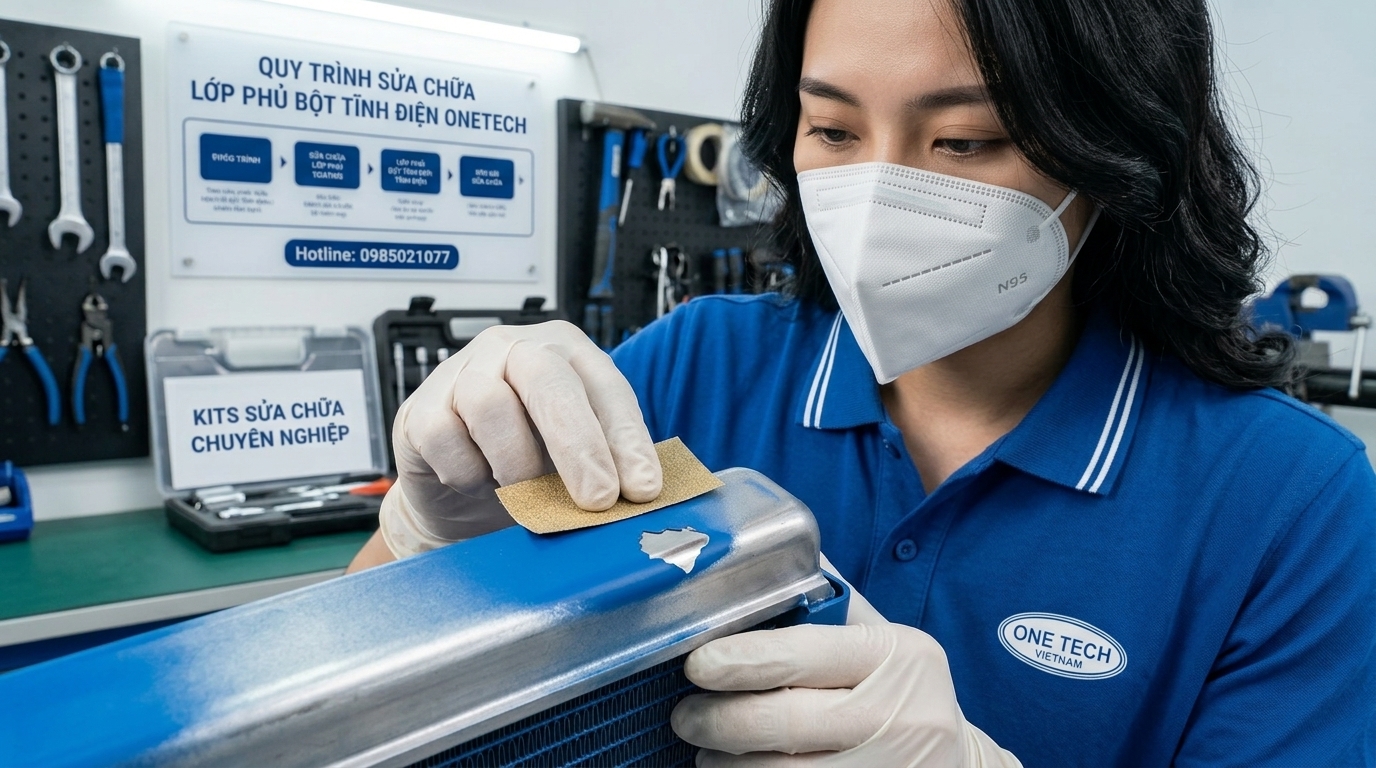 Cách xử lý sơn tĩnh điện bong tróc diện tích nhỏ Xử lý cục bộ vết sơn tĩnh điện bong tróc nhỏ