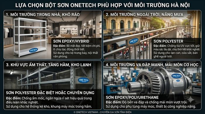 Phân loại sơn tĩnh điện theo môi trường lắp đặt ở Hà Nội So sánh cách chọn sơn tĩnh điện theo môi trường sử dụng tại Hà Nội