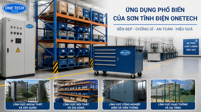 Sơn tĩnh điện công nghiệp cho giá kệ và khung thép Ứng dụng sơn tĩnh điện cho giá kệ kho và thiết bị công nghiệp