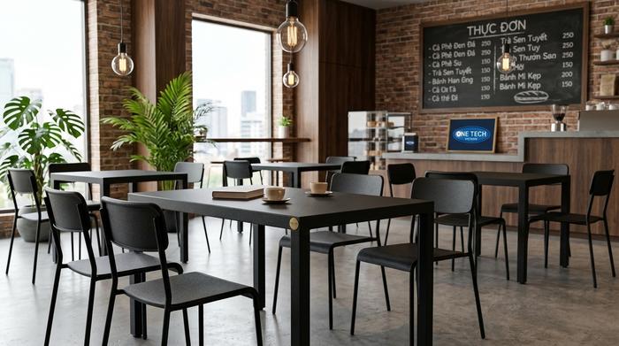 Bàn ghế sơn tĩnh điện màu đen mờ tại Hà Nội