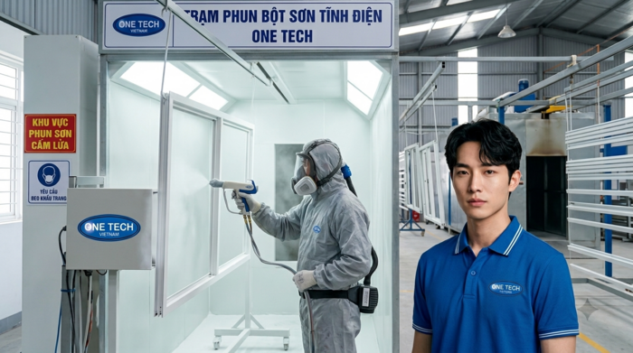 Quy trình sơn tĩnh điện khung nhôm kính trong xưởng tại Hà Nội