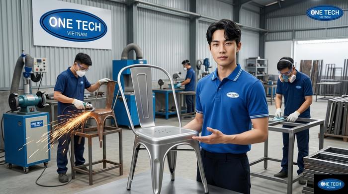Xử lý bề mặt bàn ghế trước khi sơn tĩnh điện